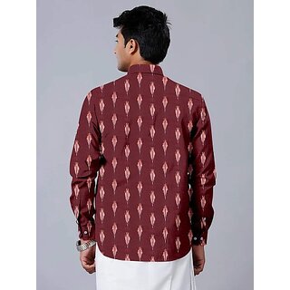 OMSAIFAB Men Self Design Casual Maroon Shirt view 2