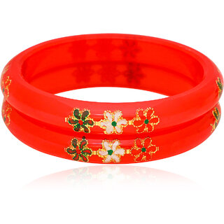 LUV FASHION Red plastic Designer Bangles view 2