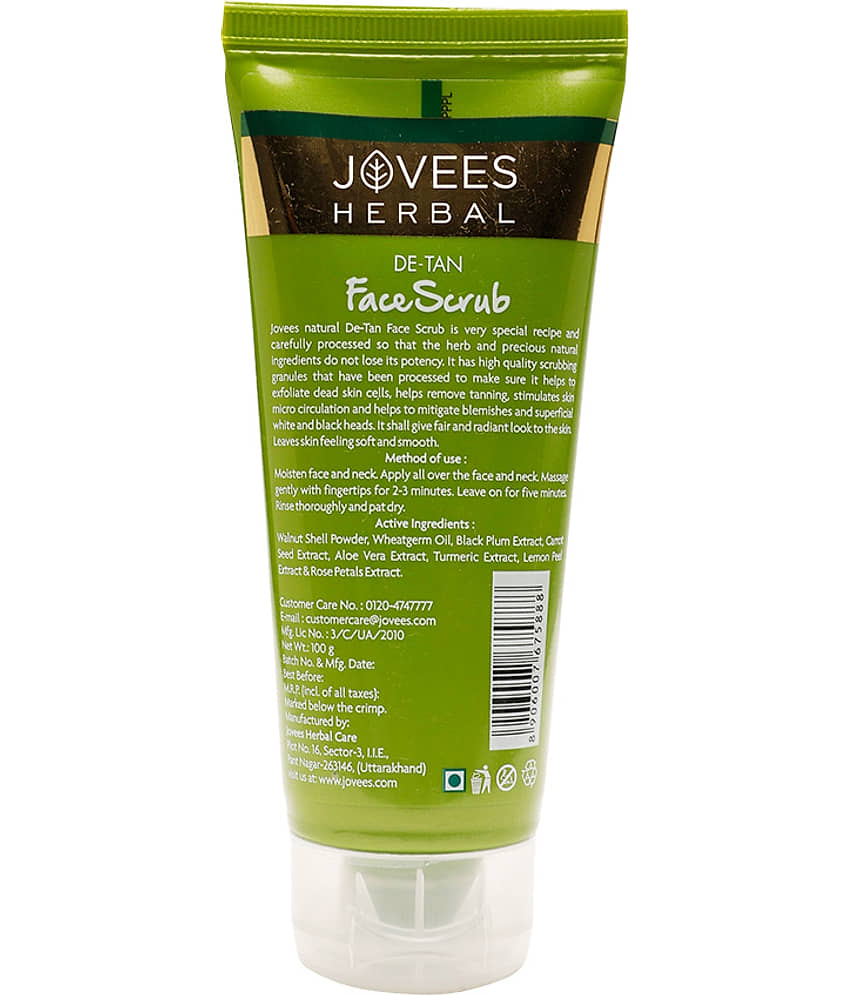 Jovees Herbal Detan Face Scrub With SPF For Removes Tanning For All Skin Type, 100gm (Pack of 1) view 2