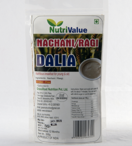 NutriValue Nachani Dahlia 200g - Daliya form of red millet/Nachani/Ragi which cooks in 3 minutes
