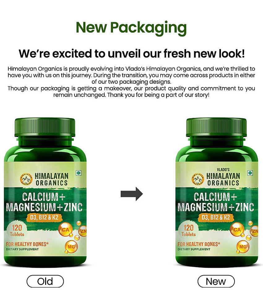 Vlado's Himalayan Organics Calcium Magnesium Zinc Vitamin D3 & B12- 120 No.s view 2