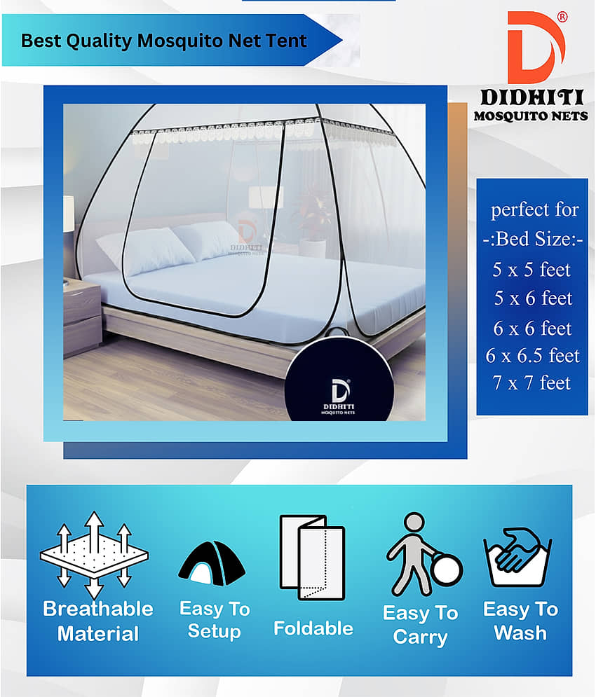 didhiti - White Polycotton Foldable Mosquito Net ( Pack of 1 ) view 2
