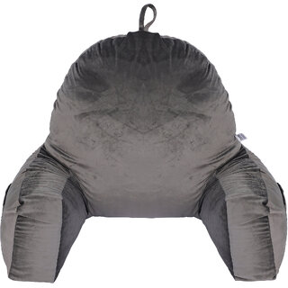 Flipon Bearust Back Supprot Pillow Soft Velvet Outer Cover With Inner Cover and Zipper Grey Large Size