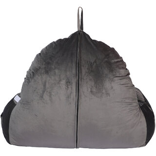 Flipon Bearust Back Supprot Pillow Soft Velvet Outer Cover With Inner Cover and Zipper Grey Large Size view 2