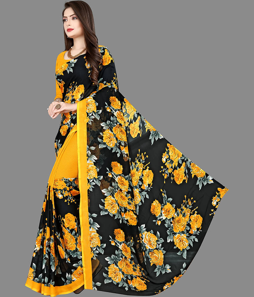 ANAND SAREES Georgette Printed Saree With Unstitched Blouse Piece ( Purple ) view 2