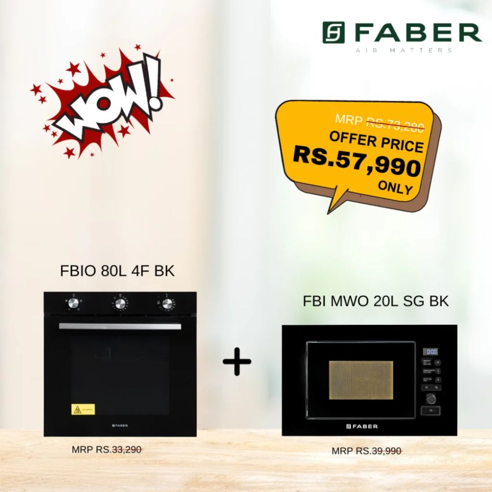 Faber Deals Combo Built - in - Oven (FBIO 80L 4F BK) & Built - in - Microwave (FBIMWO 20L SG BK)