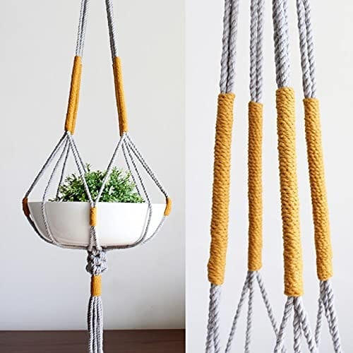 The brown box Set of 3 Handmade Macram Plant Hangers Boho Wall Decor for Indoor & Outdoor Use, Eco-Friendly Free Size Plant Holders, Pot Not Included view 2