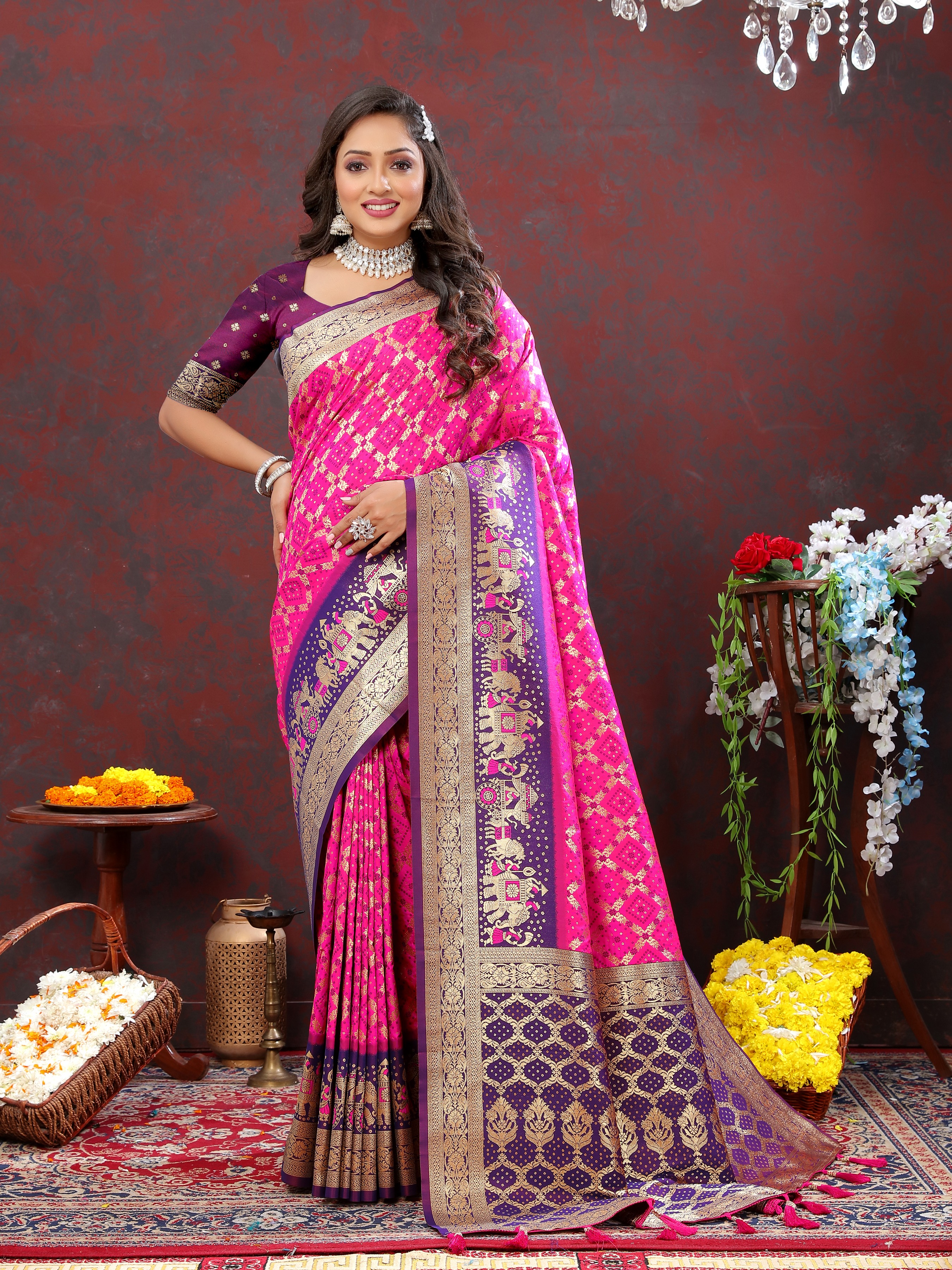 Yavira silk Women's Pink Handwoven Silk Saree view 2