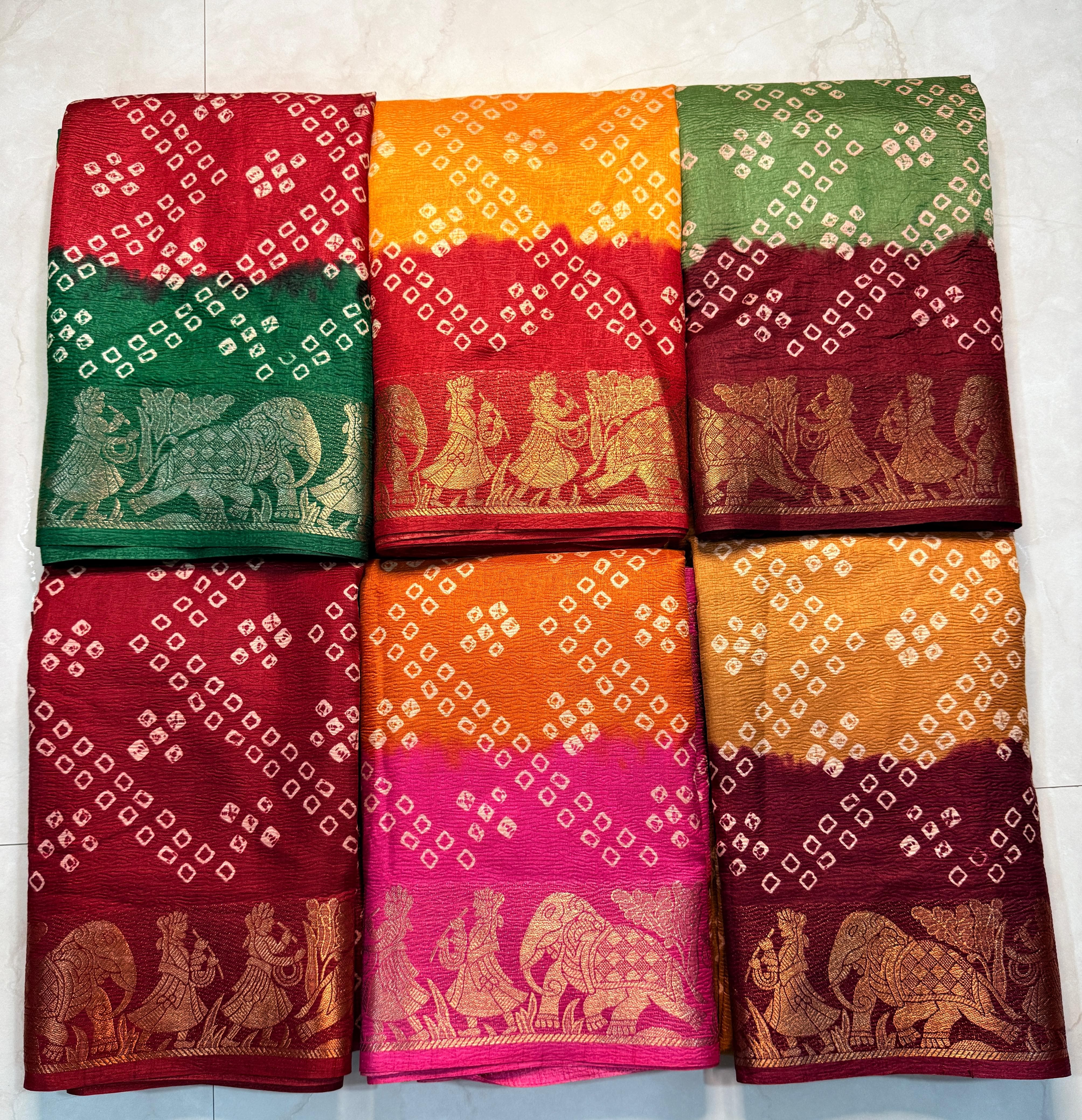 Pure Dola silk with crush all over saree jequrd boder same as original boder only view 2