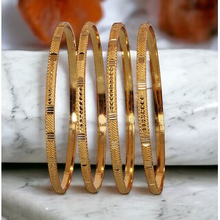 LUCKY JEWELLERY Gold Plated Designer Golden Color Traditional Ethnic 4 Pcs. Bangles Set for Women (126-J1BG-450B-4-22) view 2