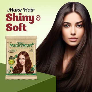 Nisha Nature Mate Henna-Based Hair Color Powder 10g Sachet (Pack OF 10 )- Natural Brown view 2