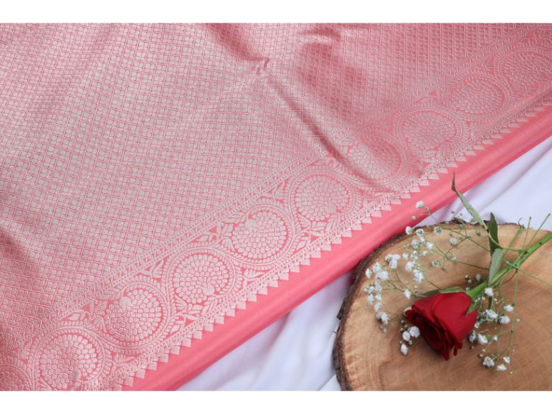 Pink Handloom Kanchipuram Silk Pattu Saree view 2
