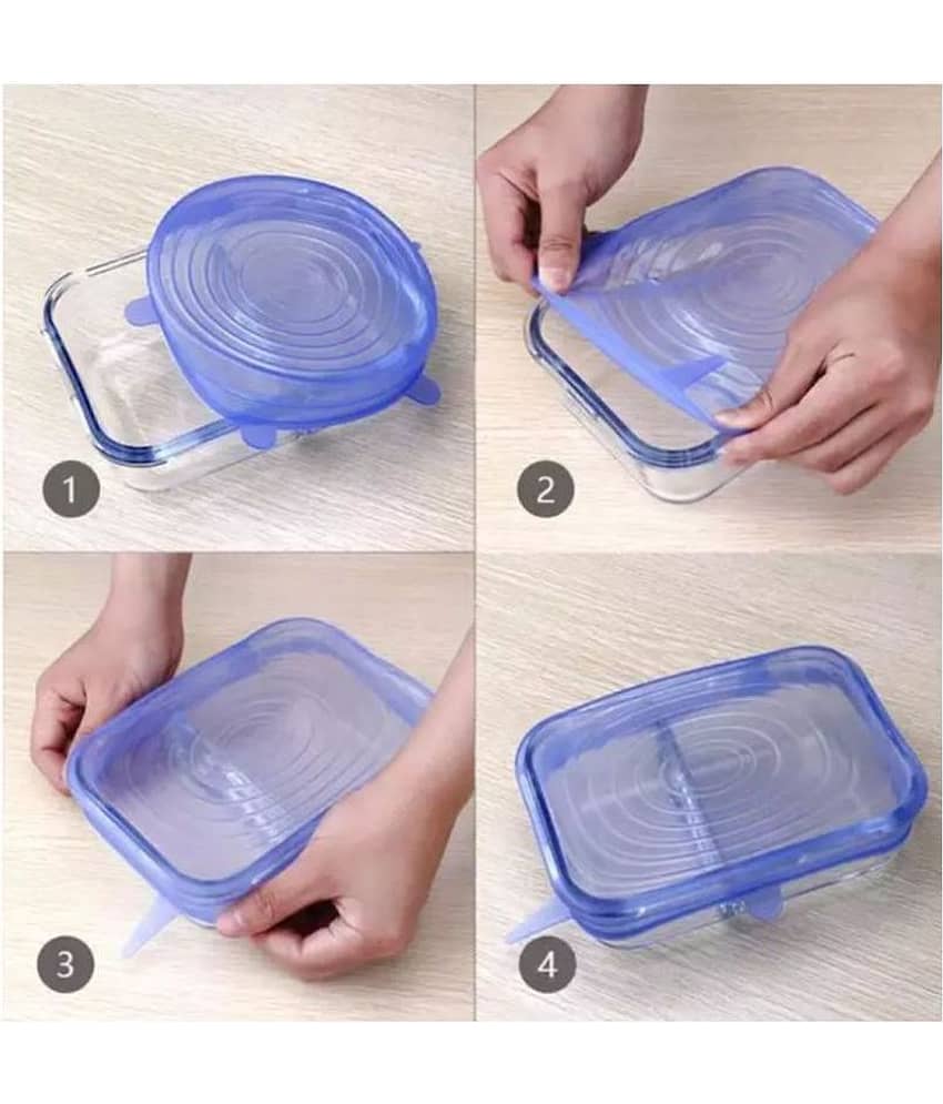 SkyBox Gatih Reusable Silicone Stretch Lids, Durable Food Storage Covers for Bowls, Fit Different Sizes & Shapes of Container, Dishwasher & Freezer Safe (Pack of 6). view 2