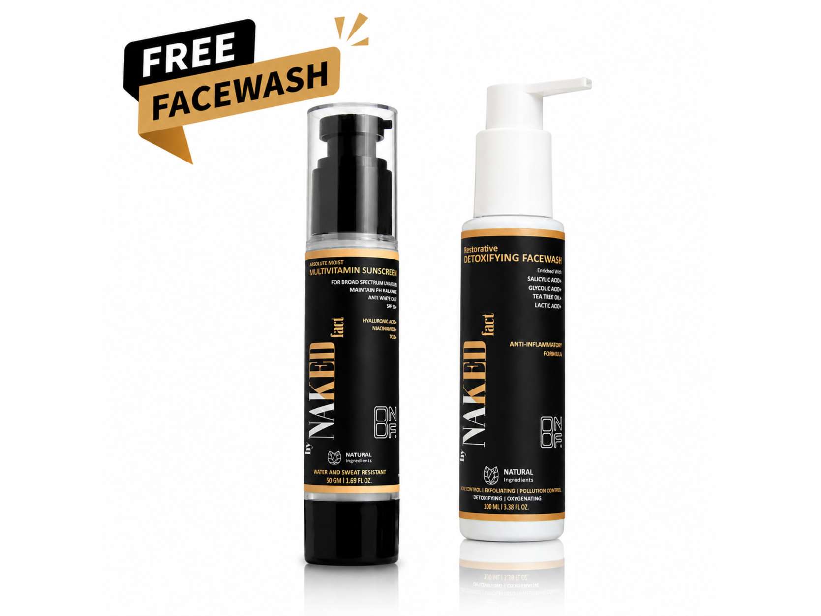 By NAKED fact Multivitamin SPF 50 Sunscreen- 50 GM (Free Restorative Detoxifying Facewash- 100ml) (BUY 1 GET 1 FREE)