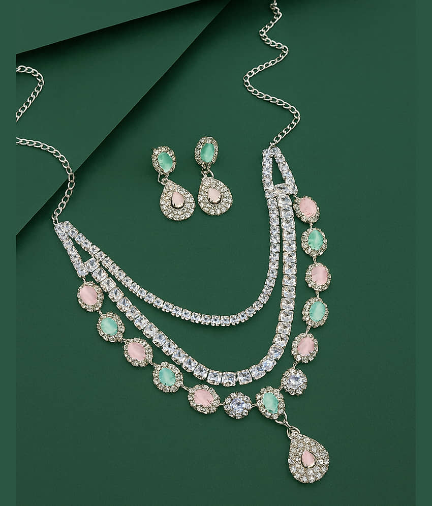SHANKHRAJ MA LL Green Metal Necklace Set ( Pack of 1 )