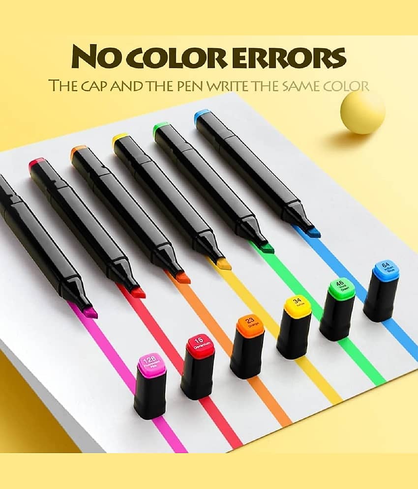 Dual Tip Colorful Art Markers Sketch Pens 48 Colors With Carrying Case For Painting Sketching Calligraphy Drawing -Twin Head Permanent Colouring Marker Pens For Kids Adult, Multicolor (48) view 2