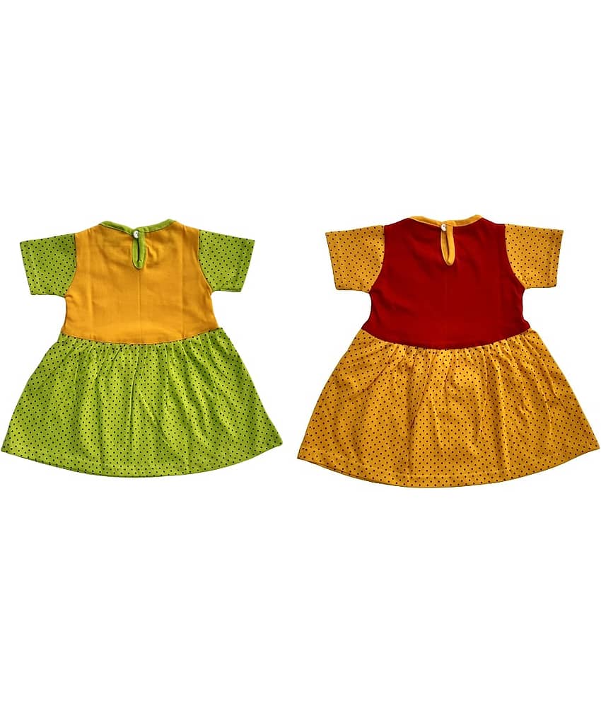 TRITI Baby Girls Cotton Blend Frocks ( Green & Red ) view 2