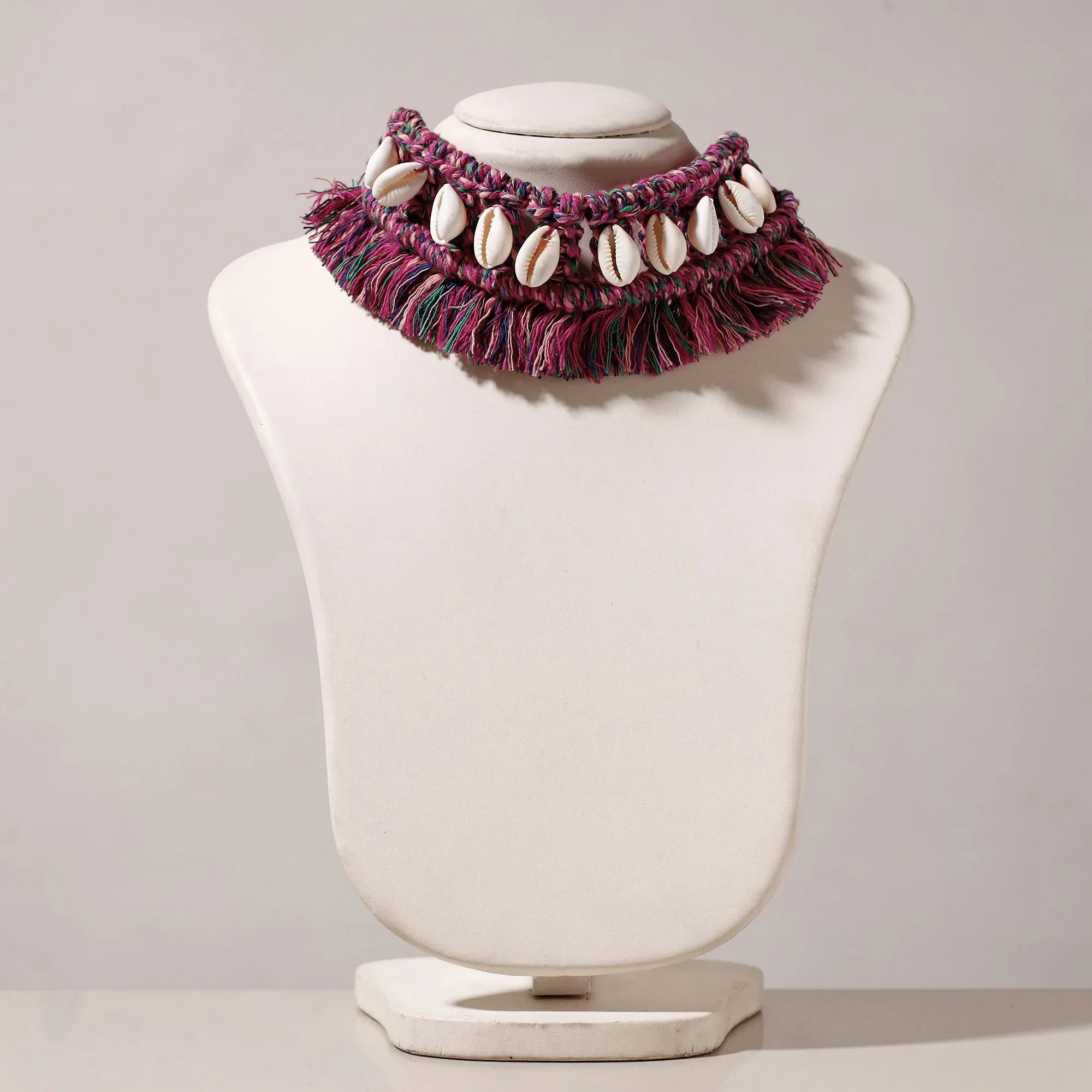 Pink Thread & Seashell Handmade Macrame Choker view 2
