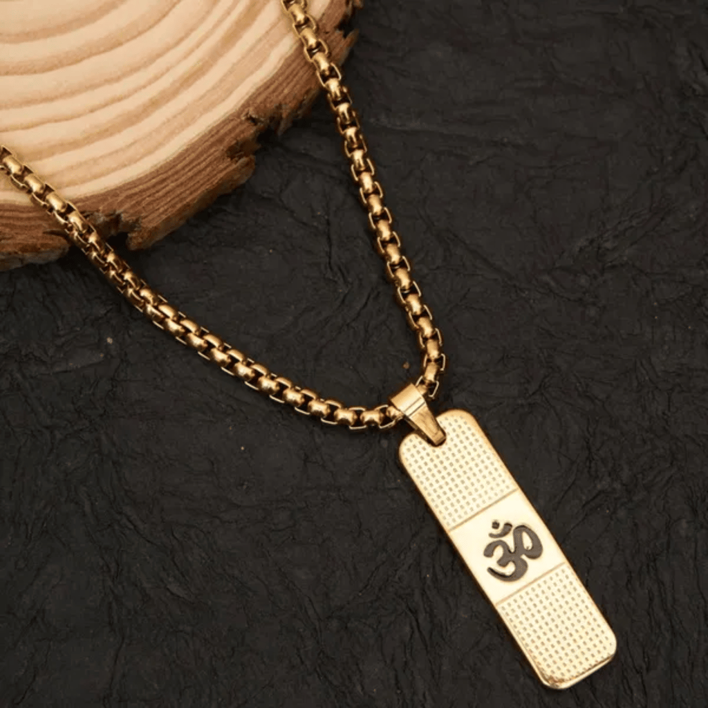 OM PENDANT WITH MATTE FINISH HIGH GOLD CHAIN FOR BOY'S AND MEN'S view 2