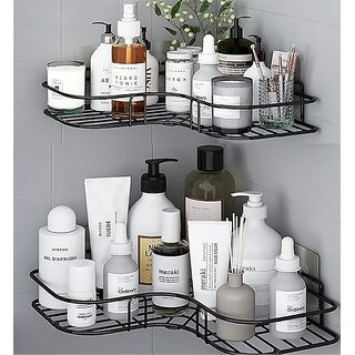 (Pack of 2) Shower Caddy Corner Shower Organizer With Soap Holder Stainless Steel Shelf 5 in 1 Self Adhesive Shelf Organizer Combo/Metal Racks and Shelves for Wall/Stand view 2