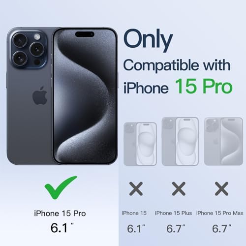 Plugtech TPU Designed for iPhone 15 Pro Luxury Electroplating Case [Magnetic MagSafe] [Integrated Lens Protection] Back Cover Case for iPhone 15 Pro (Serria Blue) view 2