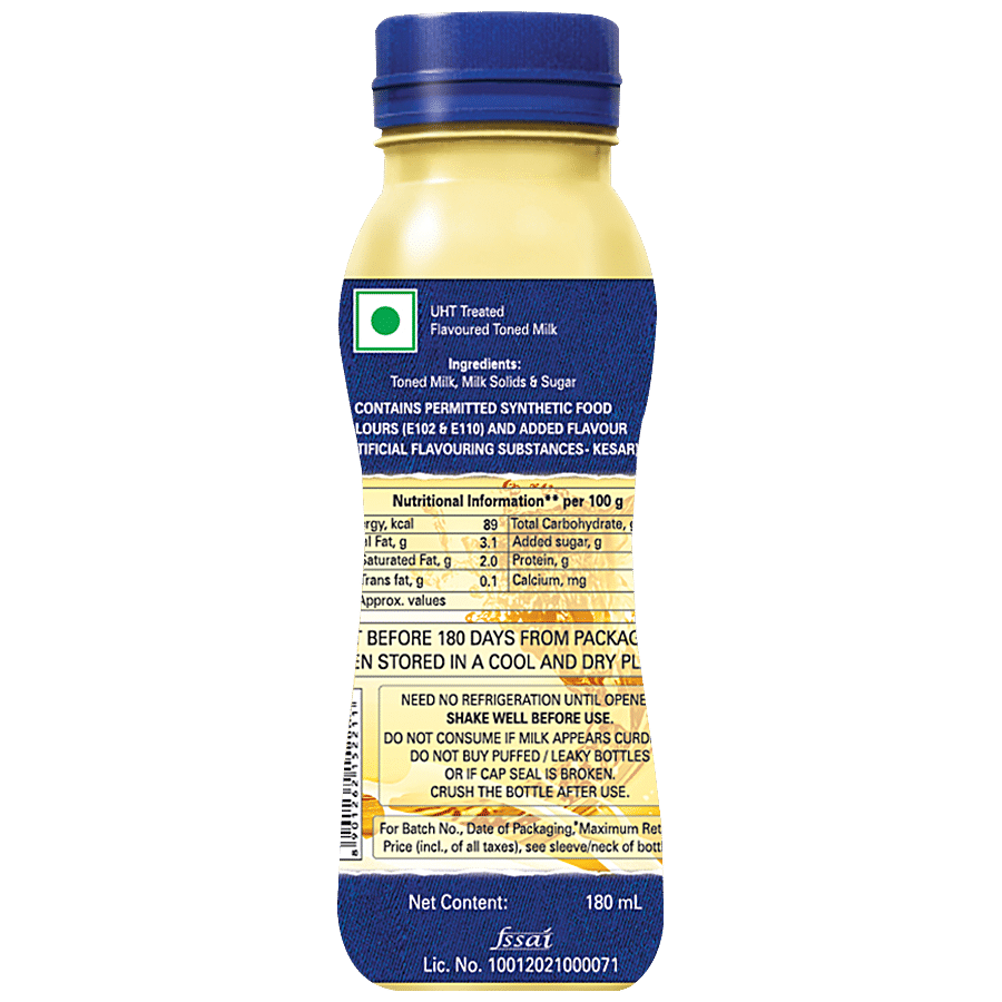 Amul Kool Milk, Kesar Flavour, 180 Ml Pet Bottle view 2