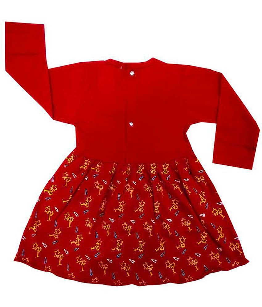 INFANT Baby Girls 100% Cotton Frocks ( Red ) view 2
