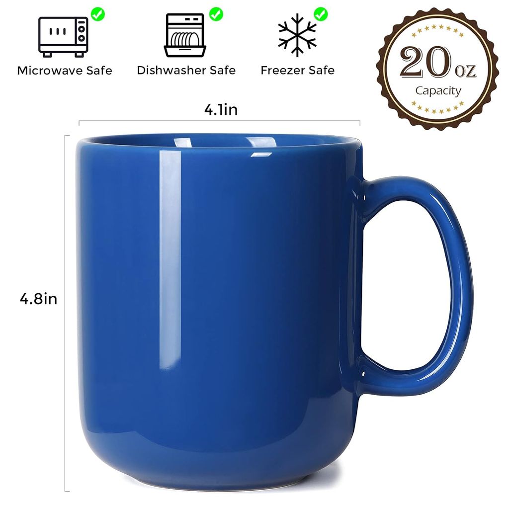 Blue Ceramic Mug with Handle view 2