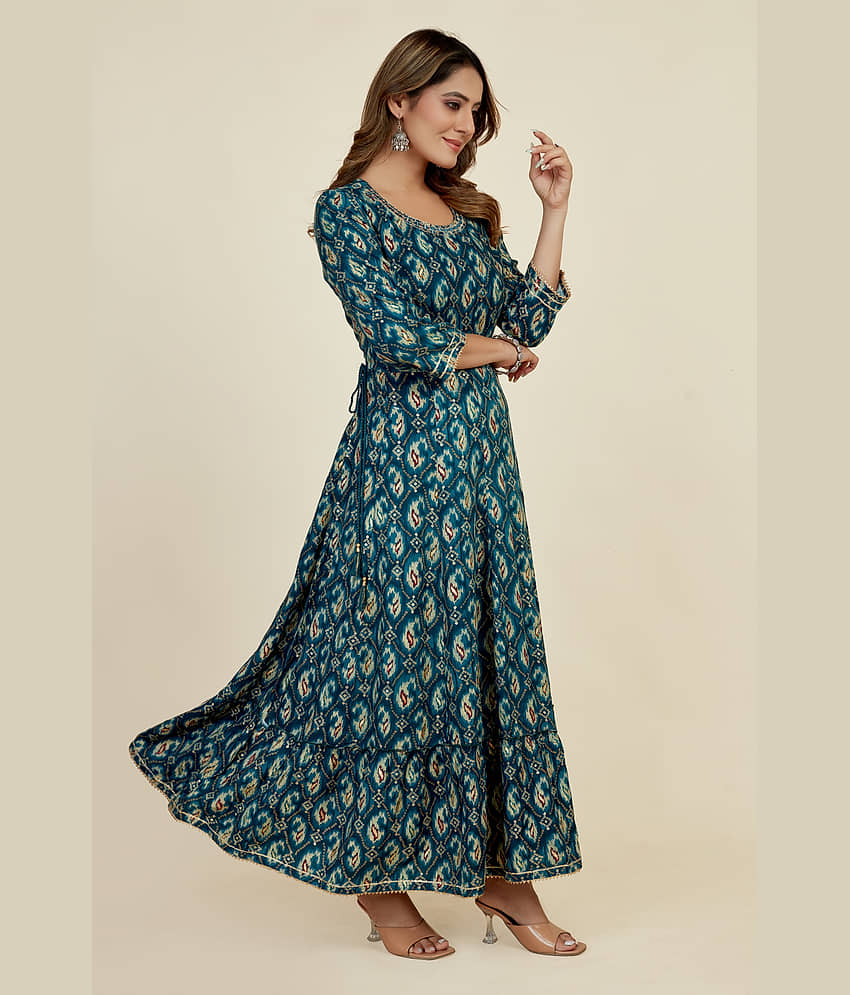 SARRAS Cotton Printed Flared Women's Kurti - Blue ( Pack of 1 ) view 2