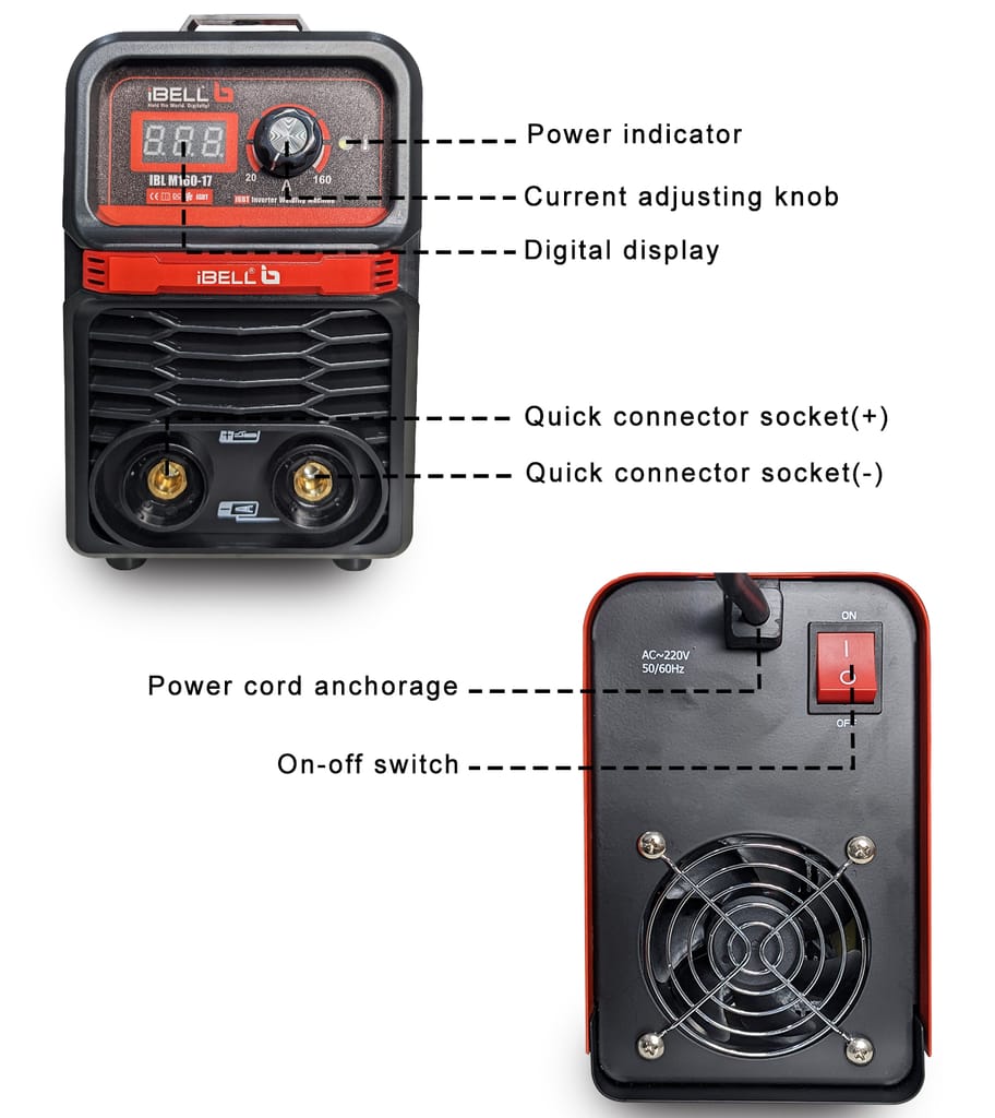 iBELL M160-17 Inverter ARC Compact Welding Machine (IGBT) 160A | Built-in Hot Start, Anti-Stick, Arc Force | Supports 1–3.2mm Electrodes | 1 Year Warranty | 220V view 2