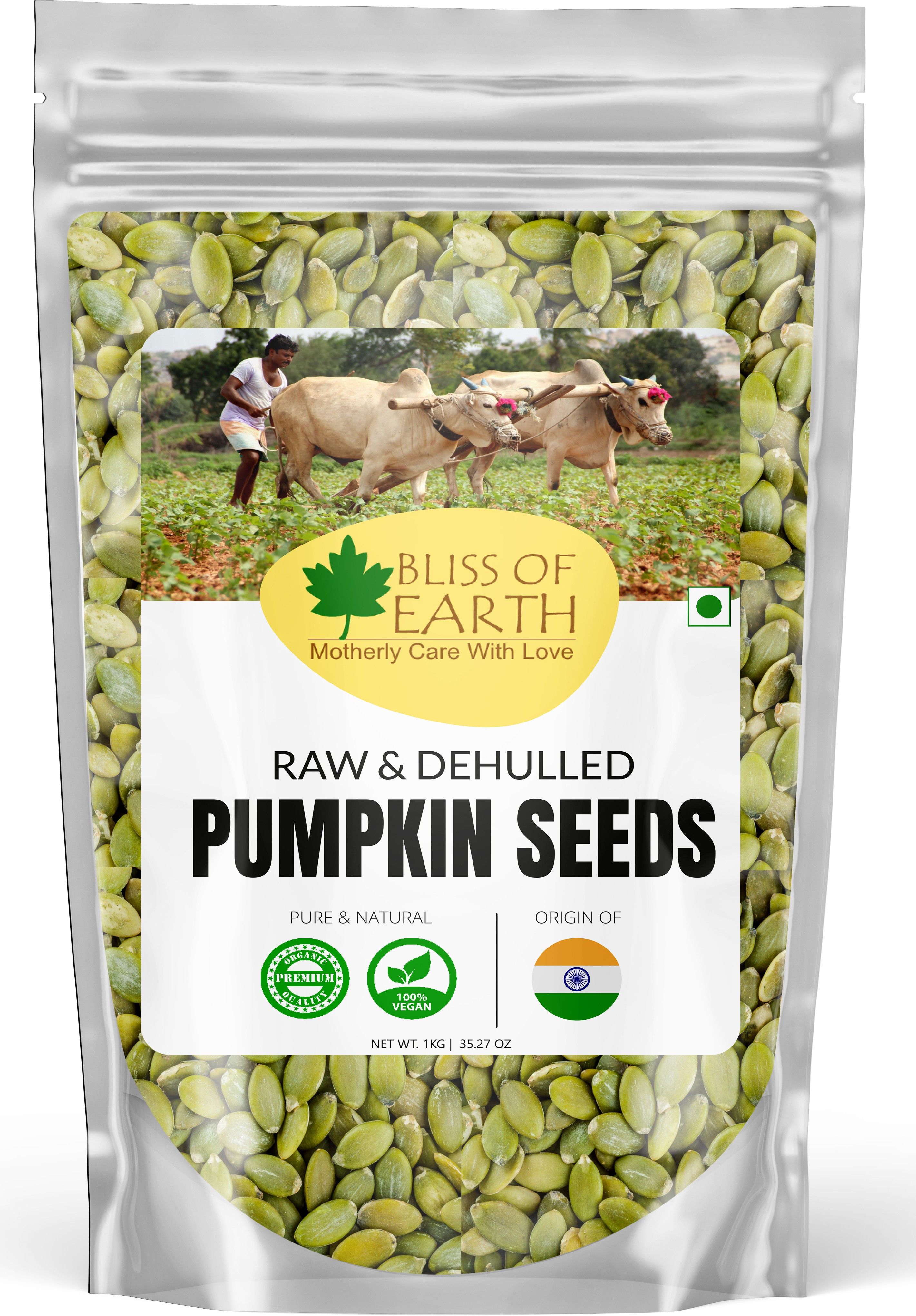 Bliss of Earth Naturally Organic Pumpkin Seeds For Eating, Dehulled & Raw Super Food, Ready To Eat, 1 Kg