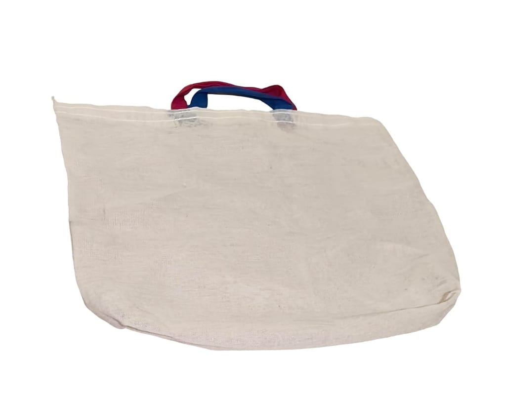 Reusable Canvas Tote Bag with Colorful Handles view 2