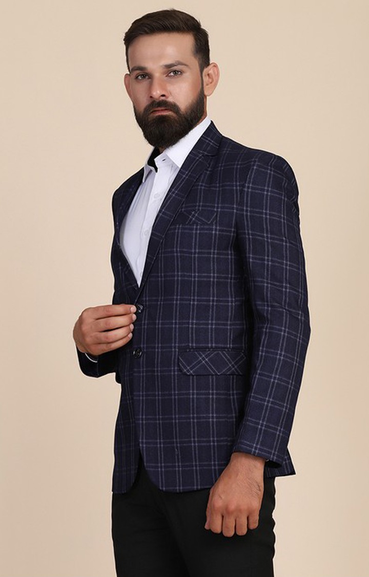 Tahvo Men Tweed Blue Check Blazer view 2