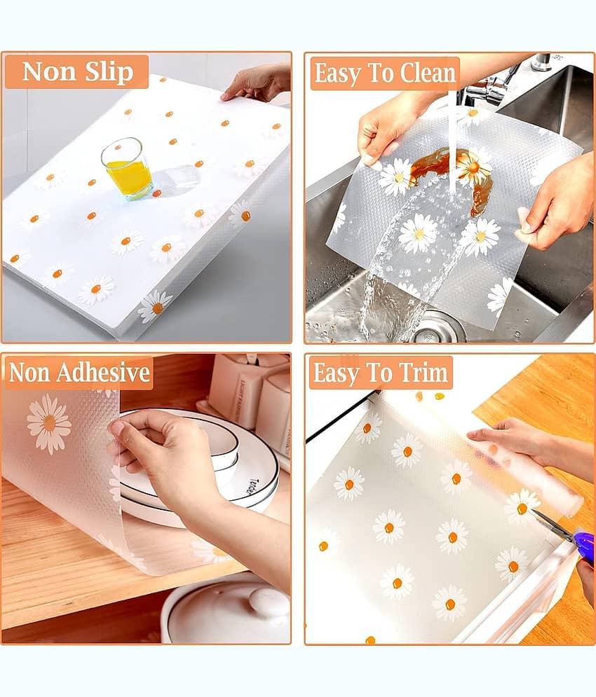 Anti-Slip Kitchen Cabinet Drawer Shelf Mat Liner Sheets Waterproof Strong Table Mat EVA for Bathroom Multipurpose Use (45 cm x 125 cm) (Transparent White) view 2