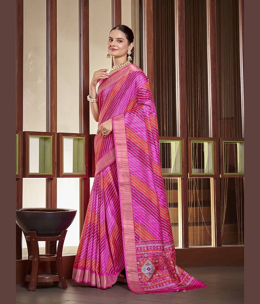 Sariya Silk Printed Saree With Unstitched Blouse Piece ( Multicolor ) view 2