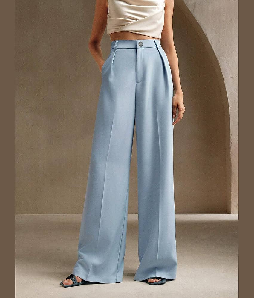kotty Women Rayon Blend Casual Trousers ( Blue ) view 2