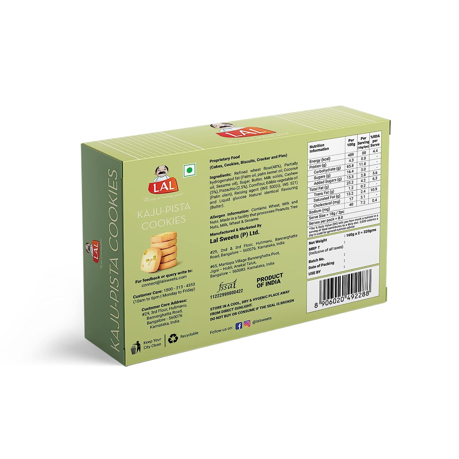 Lal Sweets Kaju Pista Cookies, 400 gm view 2