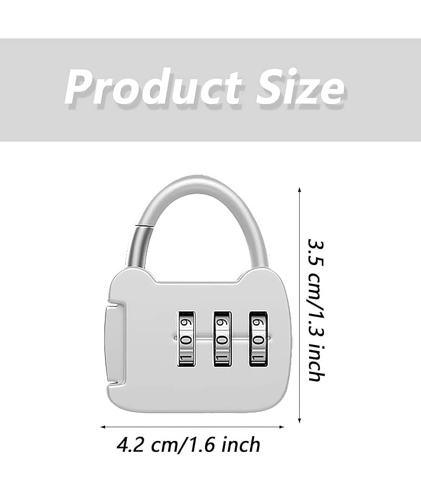 Unikkus Combo of 4 number locks , Small 3 Digits safety number combination lock for luggage, Bag, Travelling padlock view 2