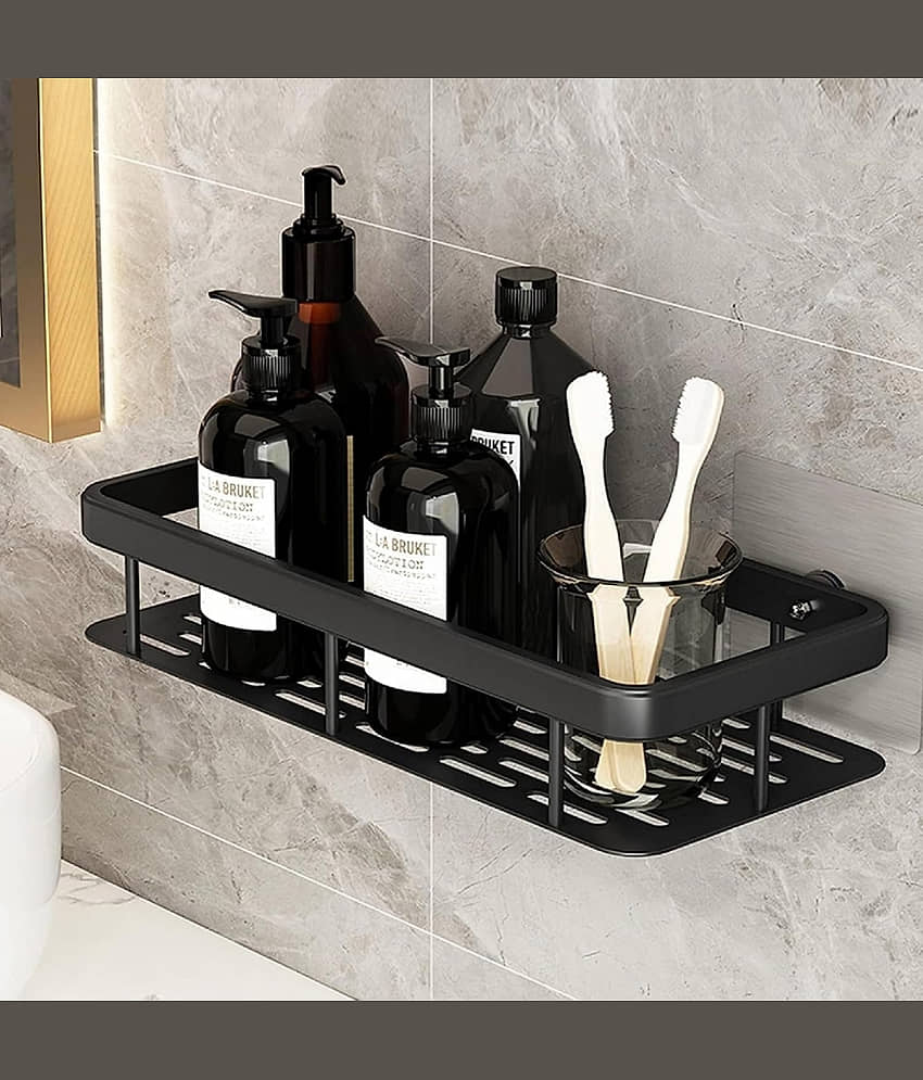Wall Mounted Bathroom Shelf Rack | Rectangular Storage Organizer for Shampoo, Soap & Accessories | Durable Bathroom Utility Holder view 2