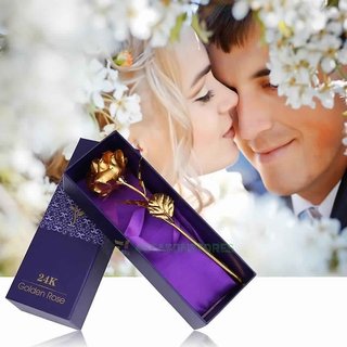 24K Artificial Rose for Birthday and Anniversary, 10 Inches( Golden with Love Stand) view 2