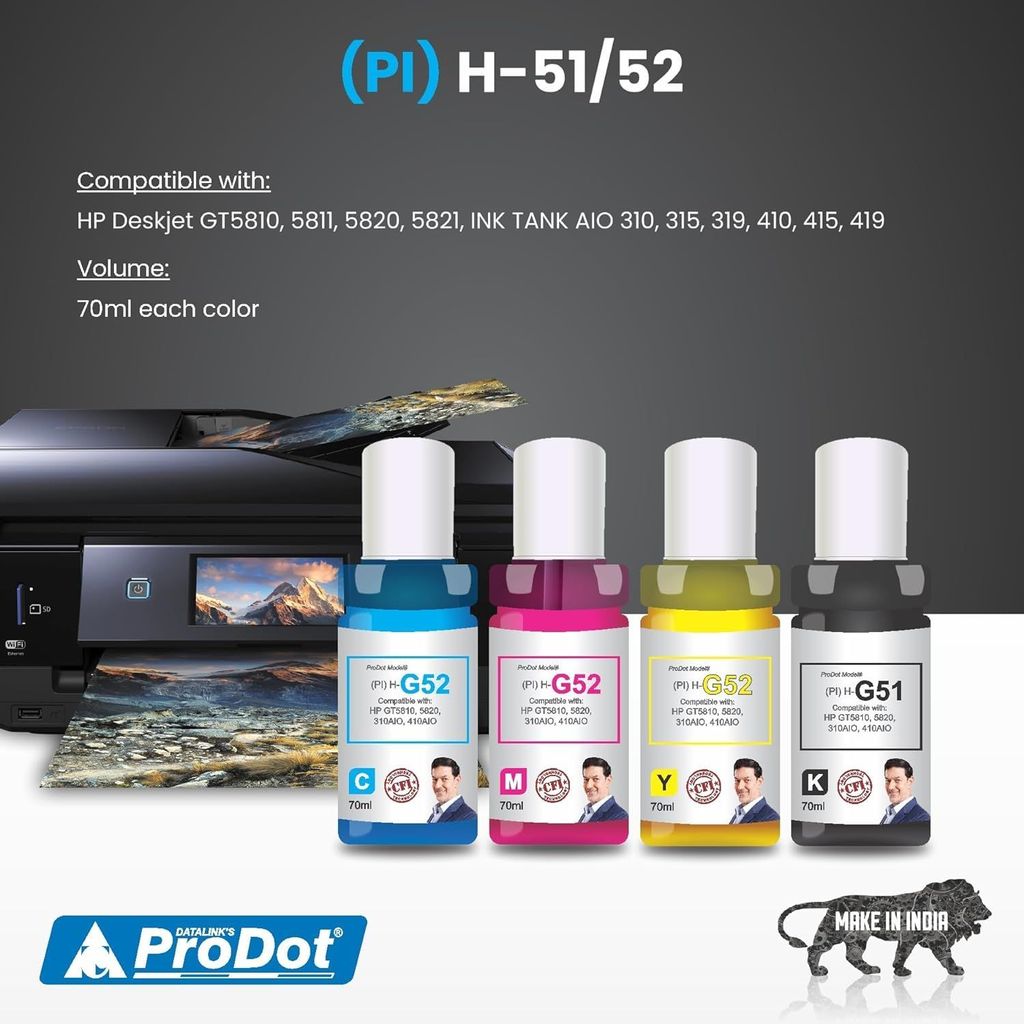 ProDot GT51 GT52 GT 51/52 Inkjet Ink Refill Compatible with HP Deskjet GT5810, 5811, 5820, 5821 Ink Tank AIO 310, 315, 319, 410, 415, 419 Ink Tank Printers view 2