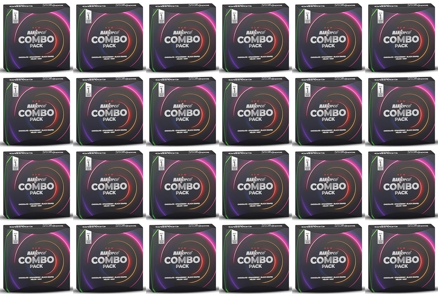 Manforce Combo Pack Flavoured Condoms for Men 20 Count Chocolate Strawberry Black Grapes Melon Mint Extra Dotted Lubricated Latex Condoms x Pack of 24 view 2