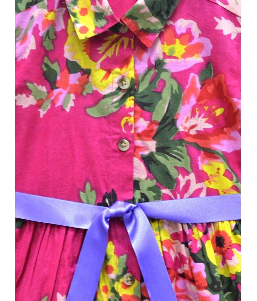 A.T.U.N. Cotton Shirt Dress For Girls ( Pack of 1 , Pink ) view 2