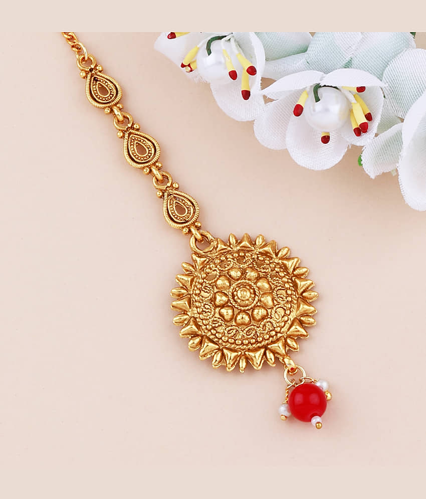 Classic Look Gold Plated Traditional Maang Tikka Jewellery For women Girl view 2