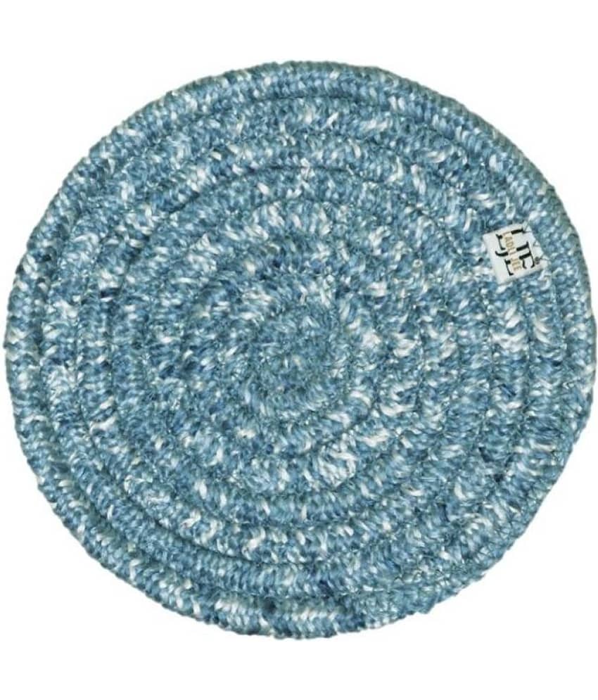 LADLI JEE Polyester Abstract Round Table Mats 20 cm 20 cm Pack of 2 - Blue view 2