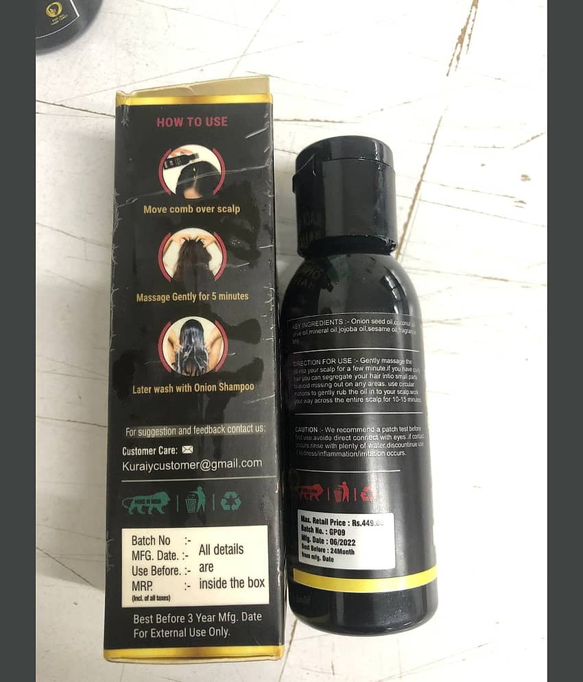 KURAIY ONION All Type of Hair Problem Herbal Anti Dandruff Hair Oil 50 ML Hair Oil PACK OF 3 view 2
