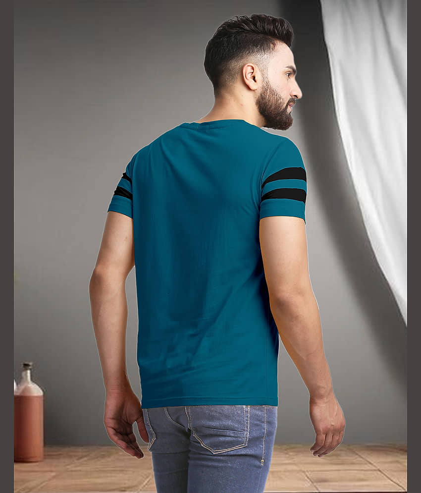 AOOSH Cotton Blend Regular Fit Colorblock Half Sleeves Men's Round T-Shirt - Black ( Pack of 1 ) view 2