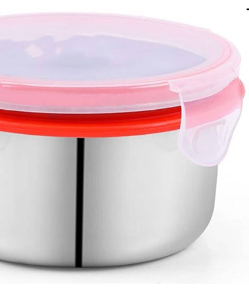 Kitcorner Lock N Steel Steel Red Food Container ( Set of 2 ) view 2