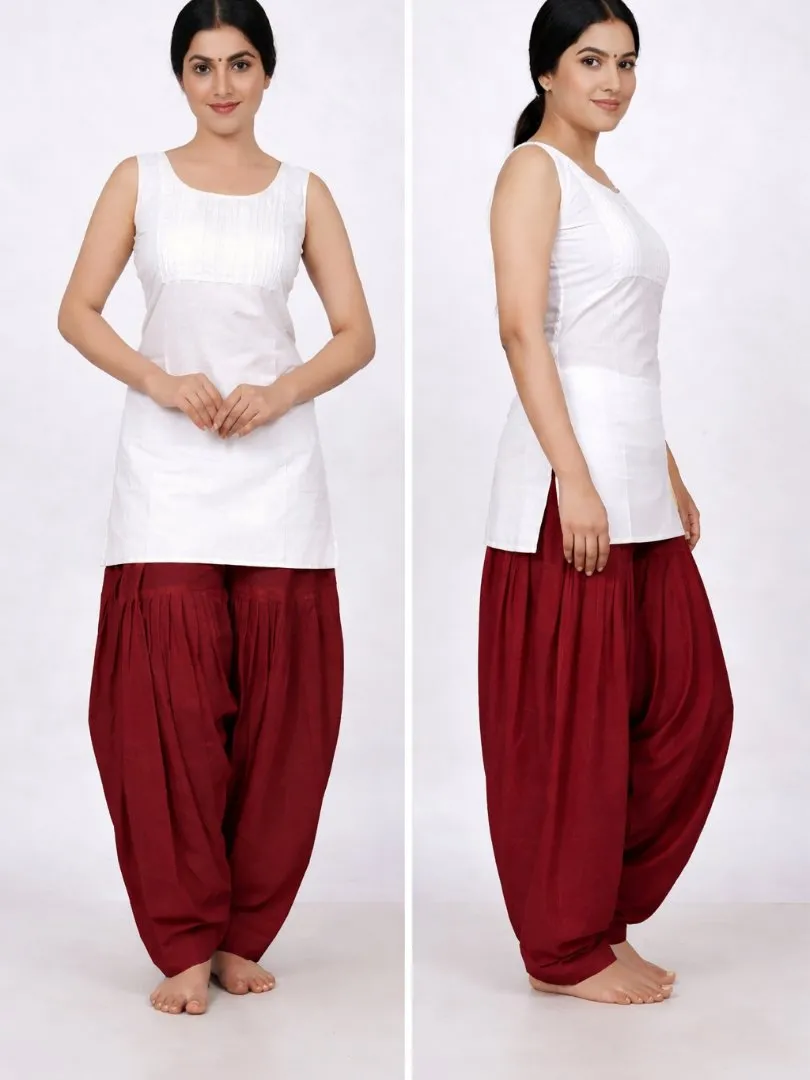 UneR Women's Pure Cotton Patiyala Salwar | Solid Traditional Ethnic Bottom Wear | Pack of 2 view 2