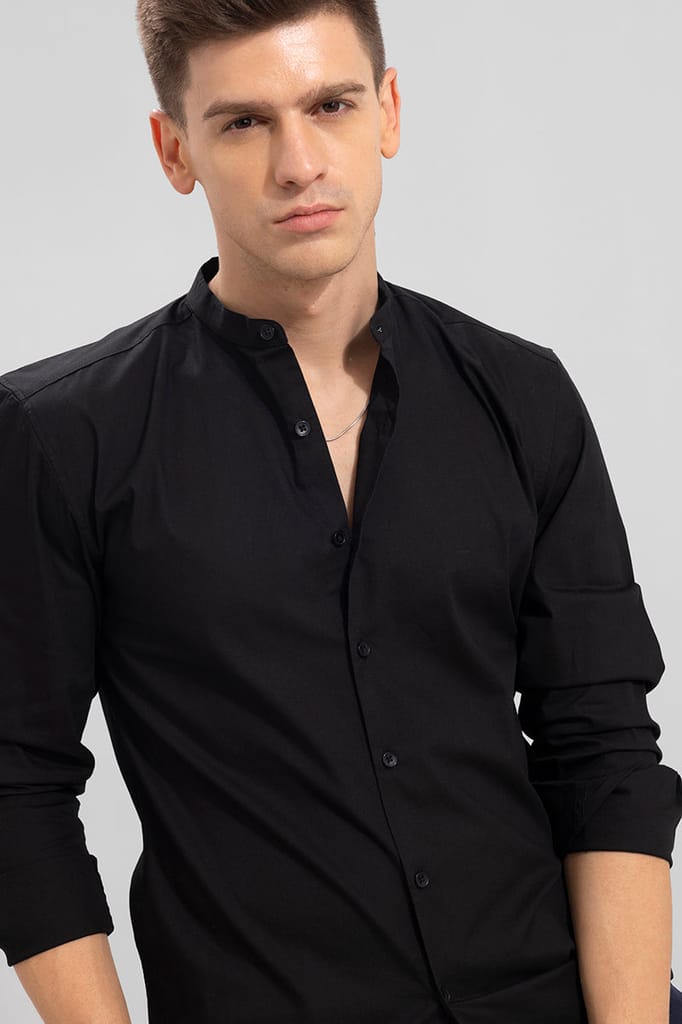 CHINESE COLLAR BLACK SHIRT view 2